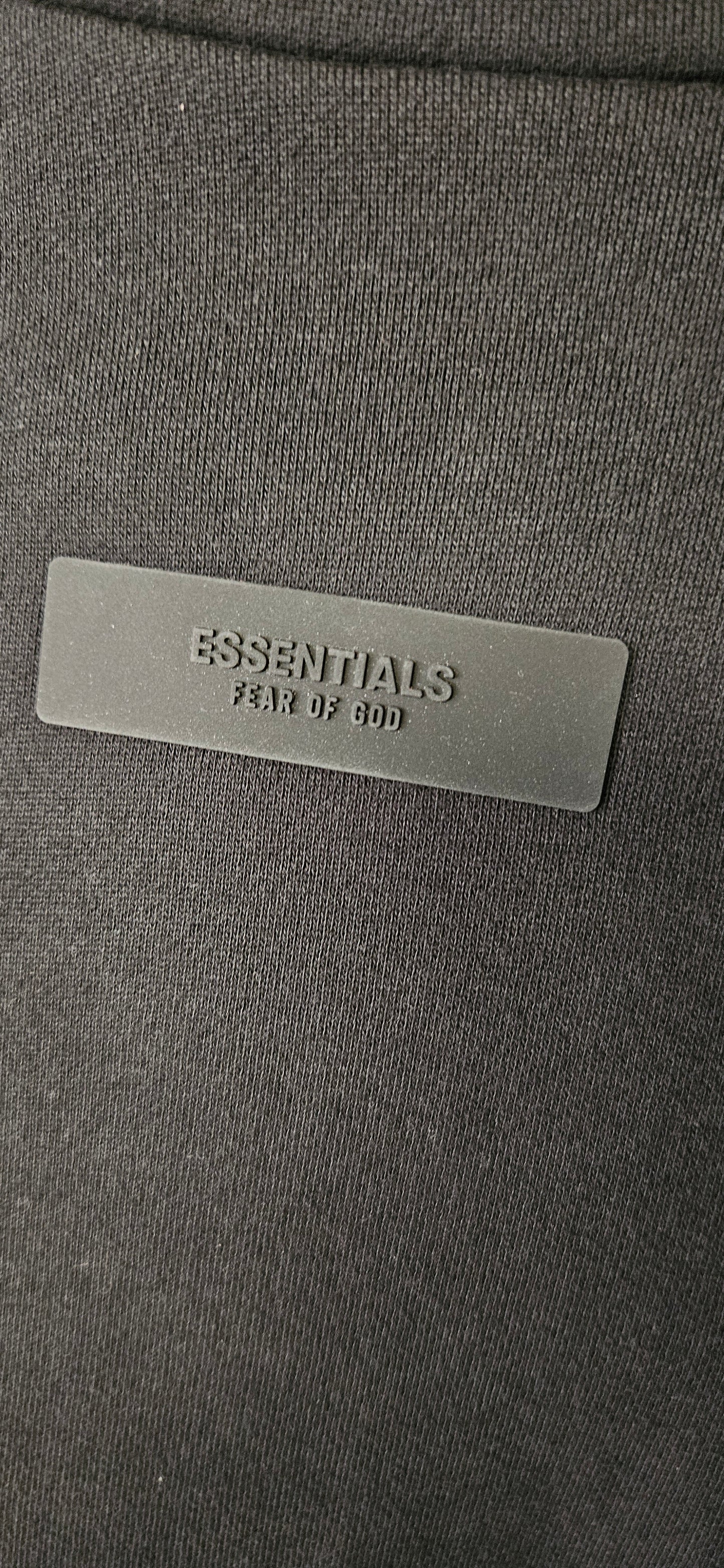 Fear Of God Essentials Logo Tab Cotton Hoodie In Black In Size Large