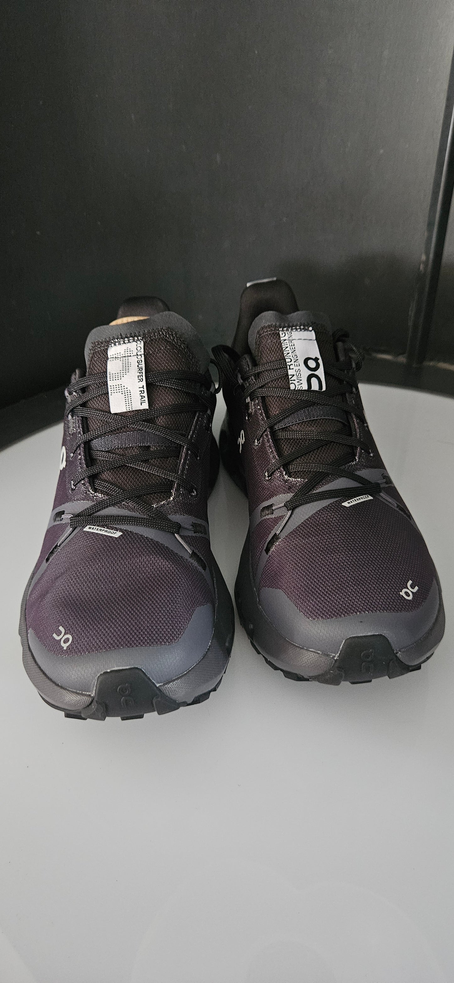 On Cloudsurfer Trail Waterproof Black Eclipse Size 7
