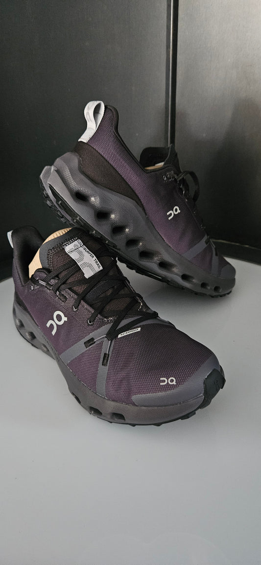 On Cloudsurfer Trail Waterproof Black Eclipse Size 7